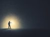 Man with lamp