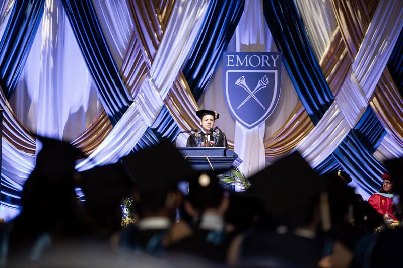 Dean Gareth James addresses graduates during Goizueta Commencement 2024.